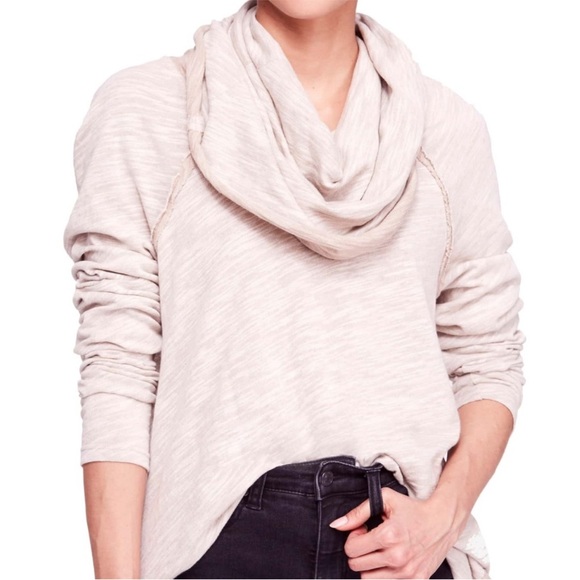 FP Beach Tops - FP Beach Heather Rose Exaggerated Cocoon Cowl Neck Popover Top Oversized Slouchy